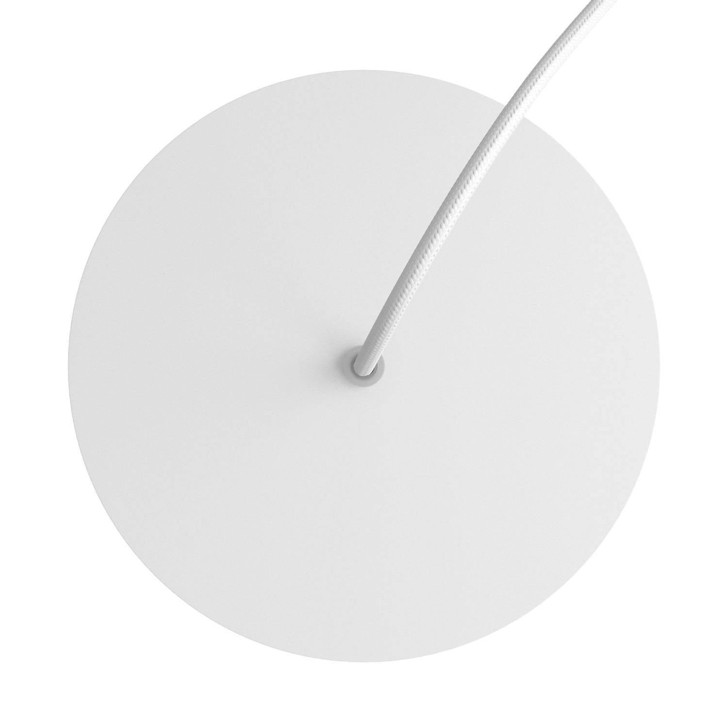 Rosone Rose - One rotondo, diametro 200 mm con 1 foro e 4 fori laterali - Bianco opaco - Creative Cables