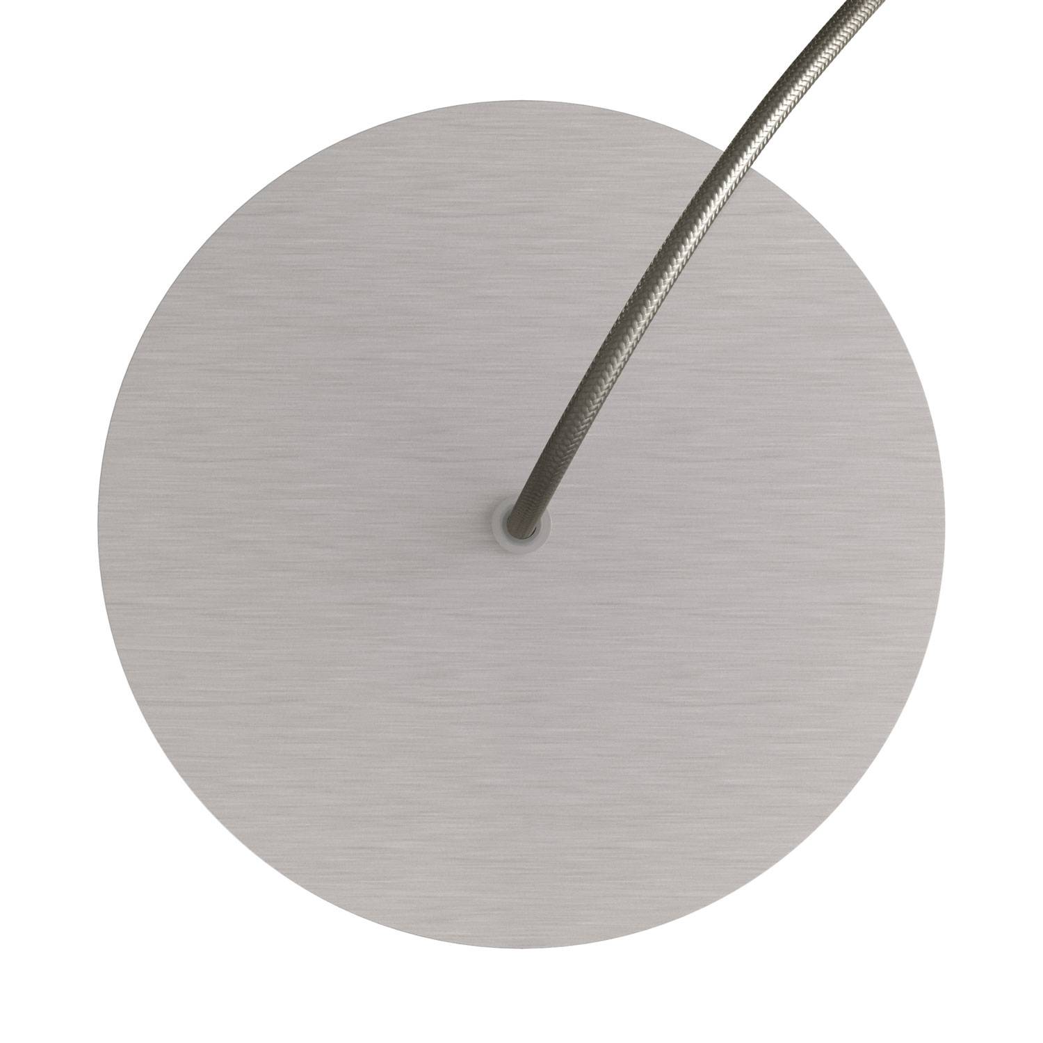 Rosone Rose-One rotondo, diametro 200 mm con 1 foro e 4 fori laterali - Dibond Acciaio satinato Bianco