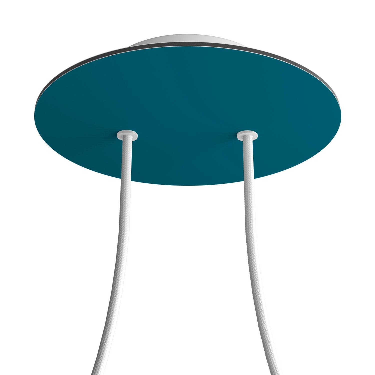 Rosone Rose - One rotondo, diametro 200 mm con 2 fori e 4 fori laterali - Petrolio - Creative Cables