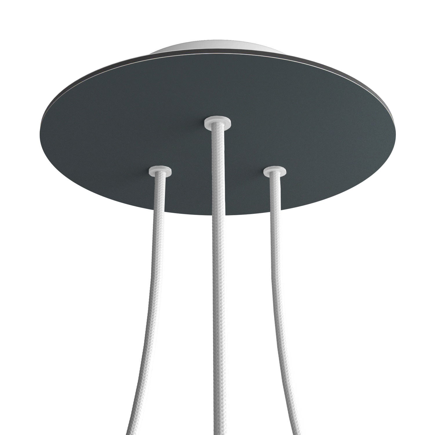 Rosone Rose - One rotondo, diametro 200 mm con 3 fori e 4 fori laterali - Antracite - Creative Cables