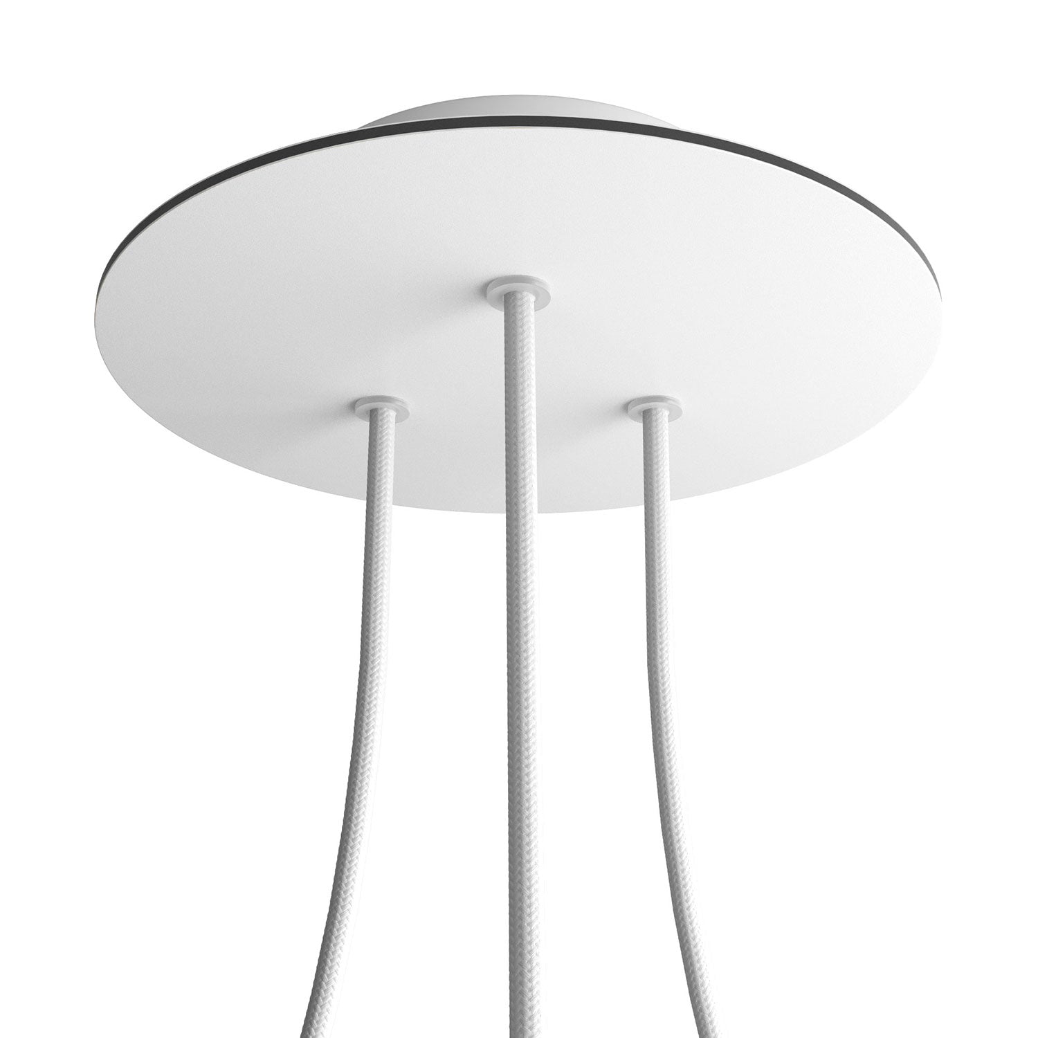 Rosone Rose - One rotondo, diametro 200 mm con 3 fori e 4 fori laterali - Bianco opaco - Creative Cables