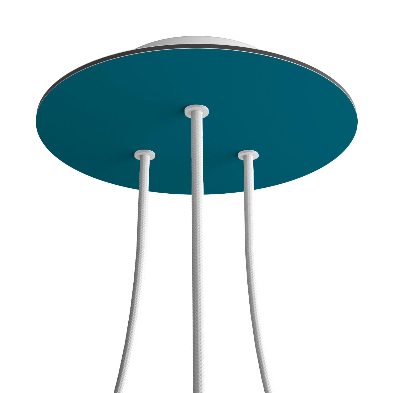 Rosone Rose - One rotondo, diametro 200 mm con 3 fori e 4 fori laterali - Petrolio - Creative Cables