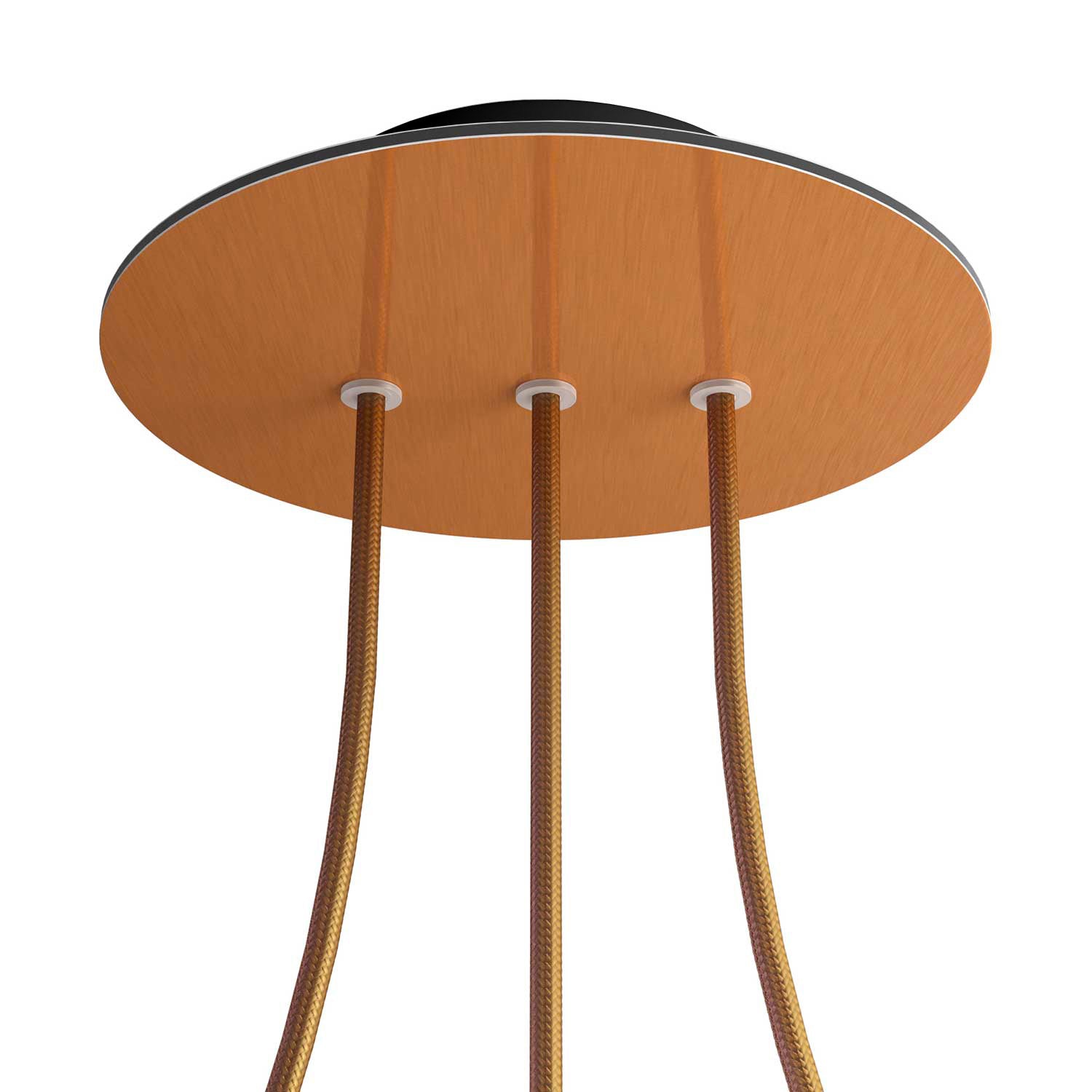 Rosone Rose-One rotondo, diametro 200 mm con 3 fori in linea e 4 fori laterali - Dibond Rame satinato Nero