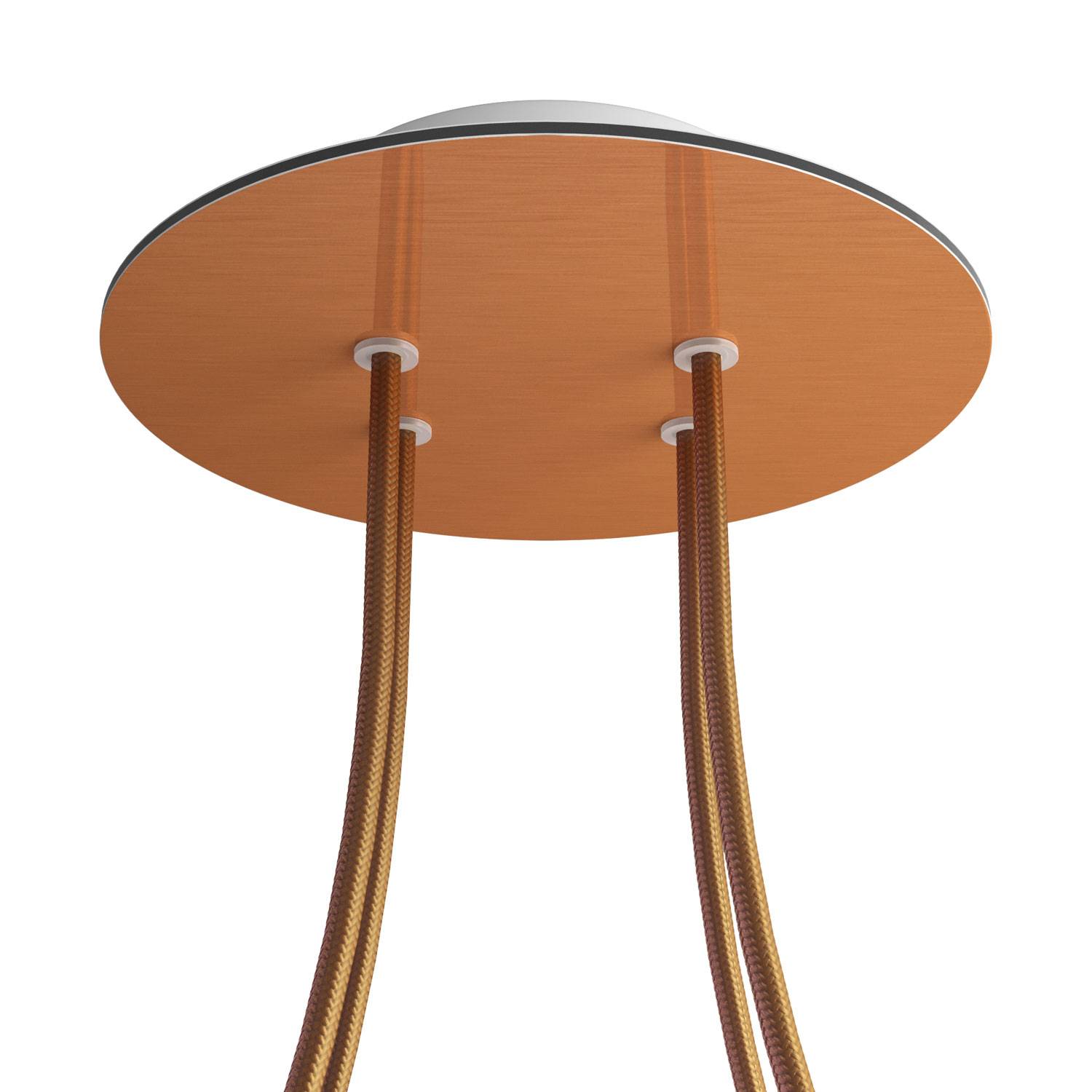 Rosone Rose - One rotondo, diametro 200 mm con 4 fori e 4 fori laterali - Dibond Rame satinato - Creative Cables