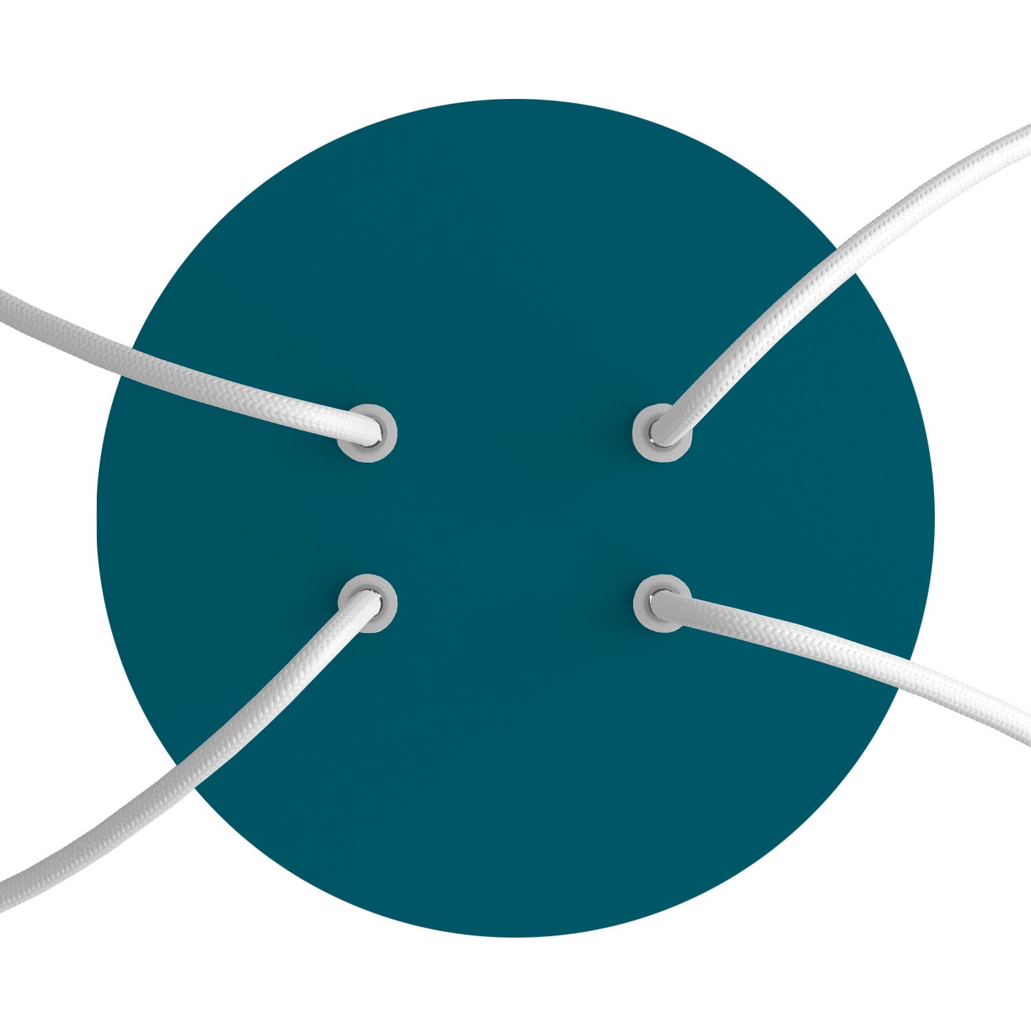 Rosone Rose - One rotondo, diametro 200 mm con 4 fori e 4 fori laterali - Petrolio - Creative Cables