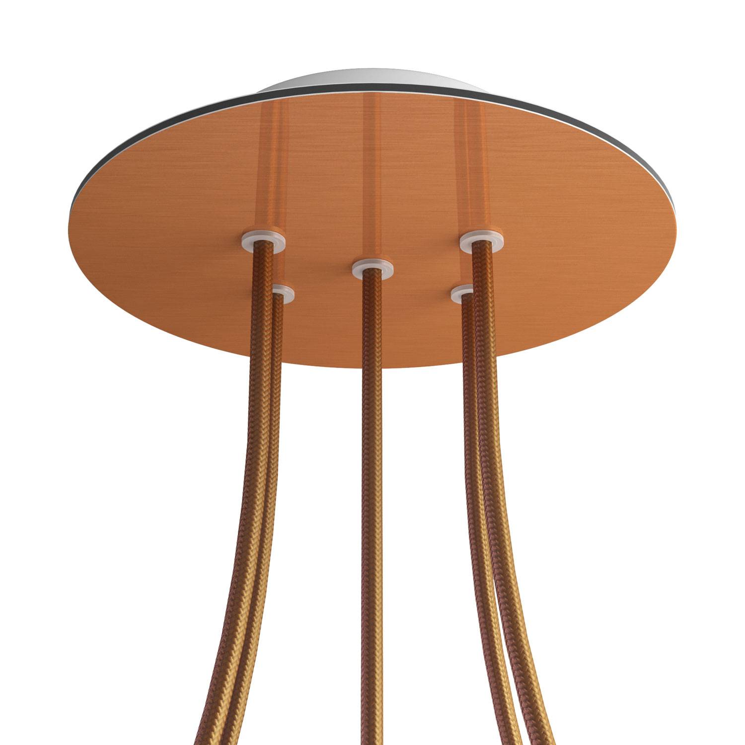 Rosone Rose - One rotondo, diametro 200 mm con 5 fori e 4 fori laterali - Dibond Rame satinato - Creative Cables