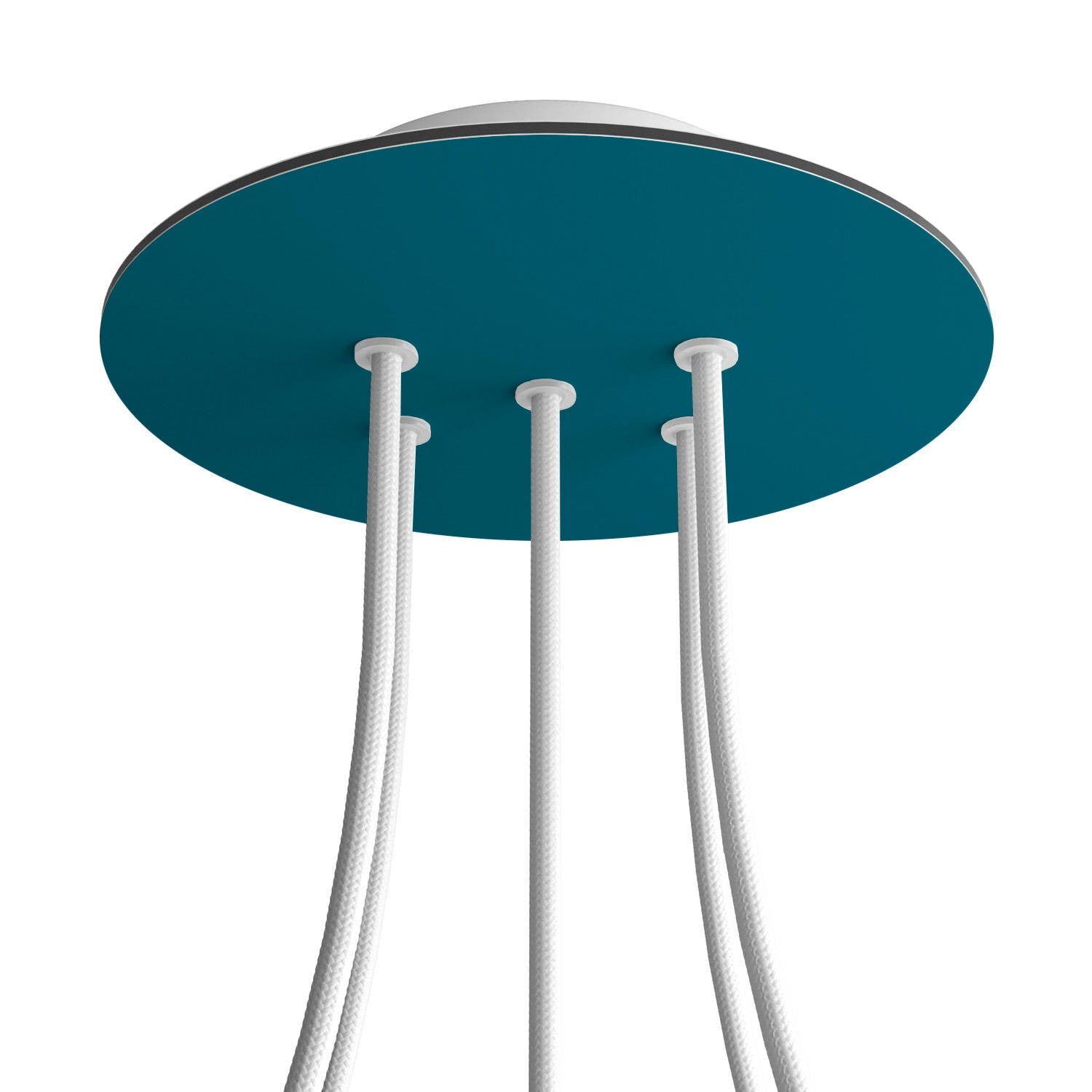 Rosone Rose - One rotondo, diametro 200 mm con 5 fori e 4 fori laterali - Petrolio - Creative Cables