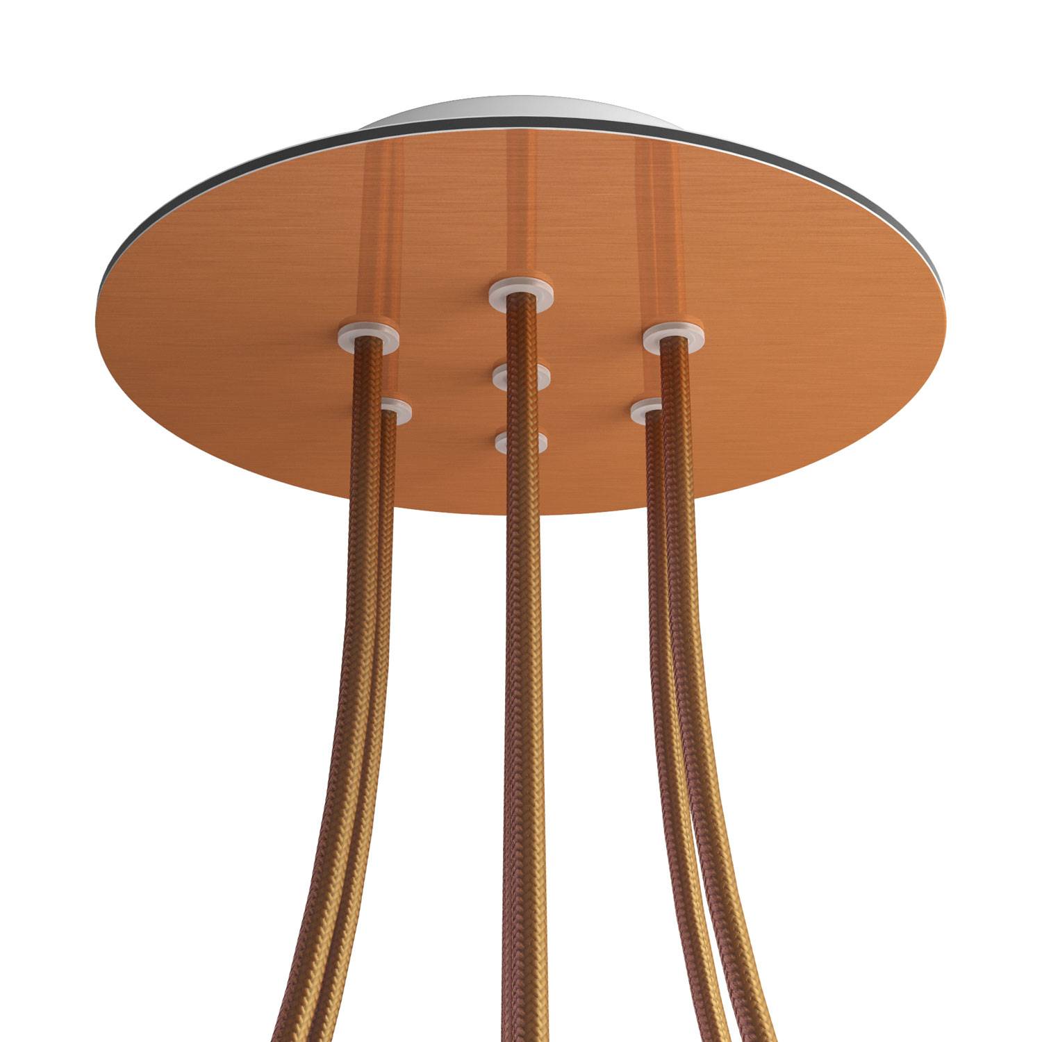 Rosone Rose - One rotondo, diametro 200 mm con 7 fori e 4 fori laterali - Dibond Rame satinato - Creative Cables