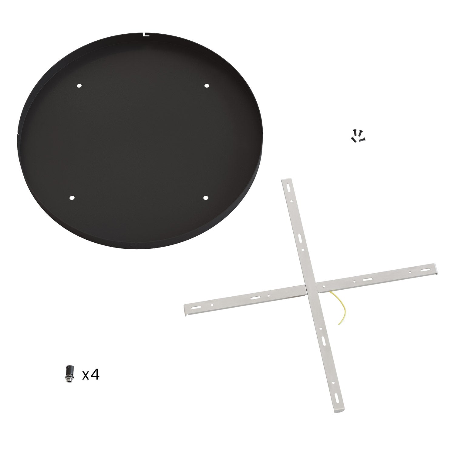Rosone rotondo in alluminio Ø 50 cm con staffa e cavo di messa a terra, con 4 fori frontali - Nero 0