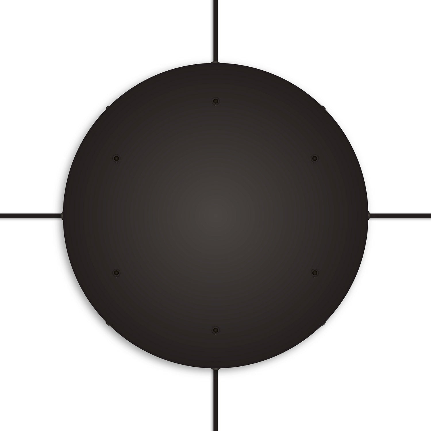 Rosone rotondo in alluminio Ø 50 cm con staffa e cavo di messa a terra, con 6 fori frontali - Nero 4