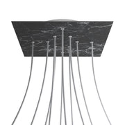 Rosone XXL Rose-One quadrato, 400 mm con 10 fori e 4 fori laterali - Marmo Marquina Bianco