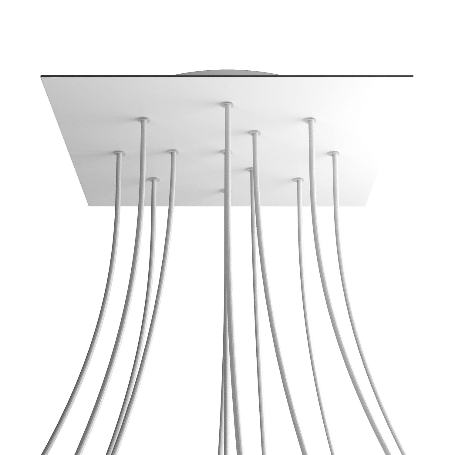 Rosone XXL Rose-One quadrato, 400 mm con 12 fori e 4 fori laterali - Bianco opaco Bianco