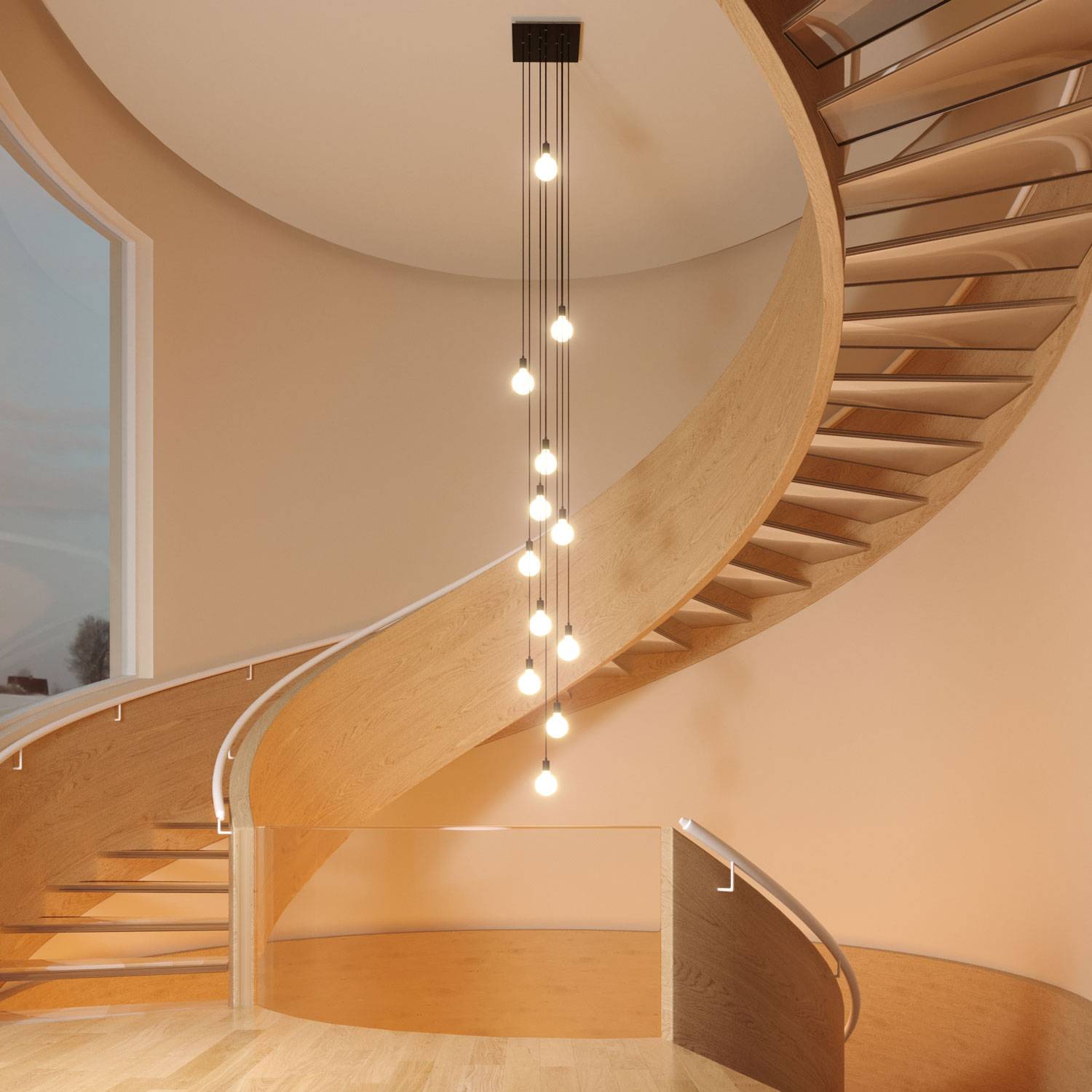 Rosone XXL Rose-One quadrato, 400 mm con 12 fori e 4 fori laterali - Dibond Ottone satinato Bianco