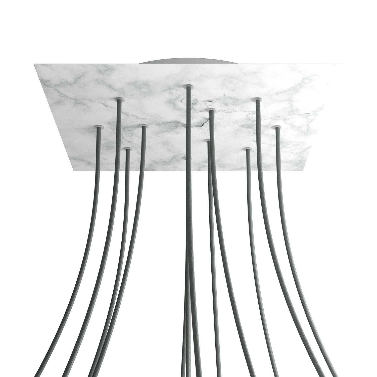 Rosone XXL Rose - One quadrato, 400 mm con 12 fori e 4 fori laterali - Marmo Carrara - Creative Cables