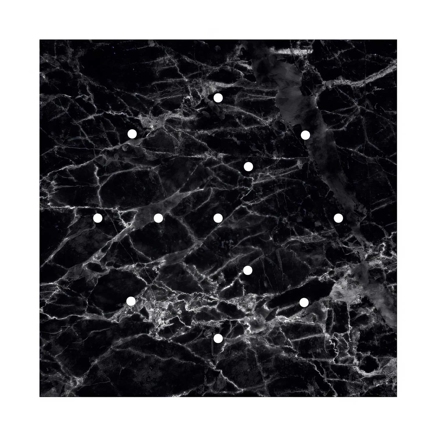 Rosone XXL Rose-One quadrato, 400 mm con 12 fori e 4 fori laterali - Marmo Marquina Bianco