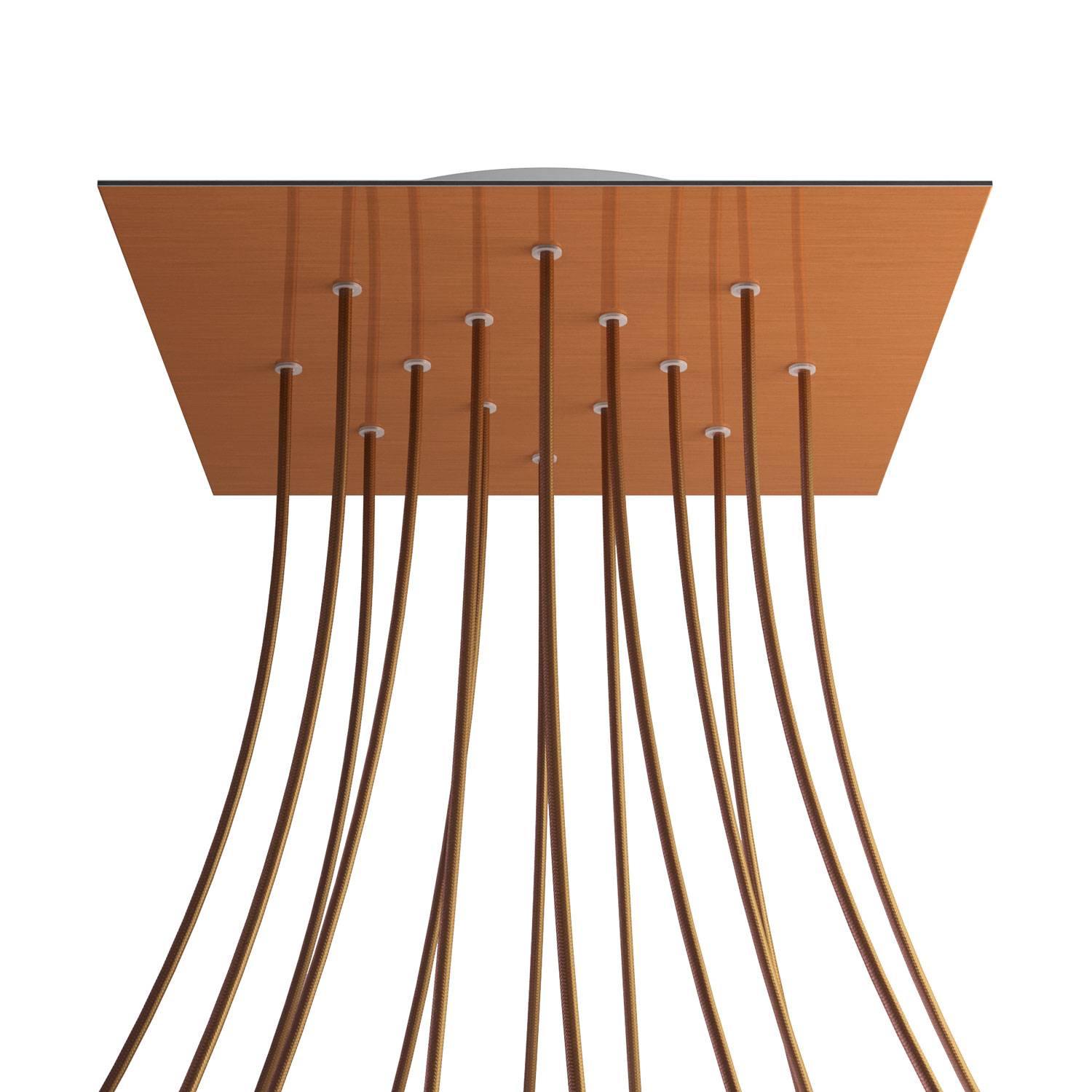 Rosone XXL Rose-One quadrato, 400 mm con 14 fori e 4 fori laterali - Dibond Rame satinato Bianco