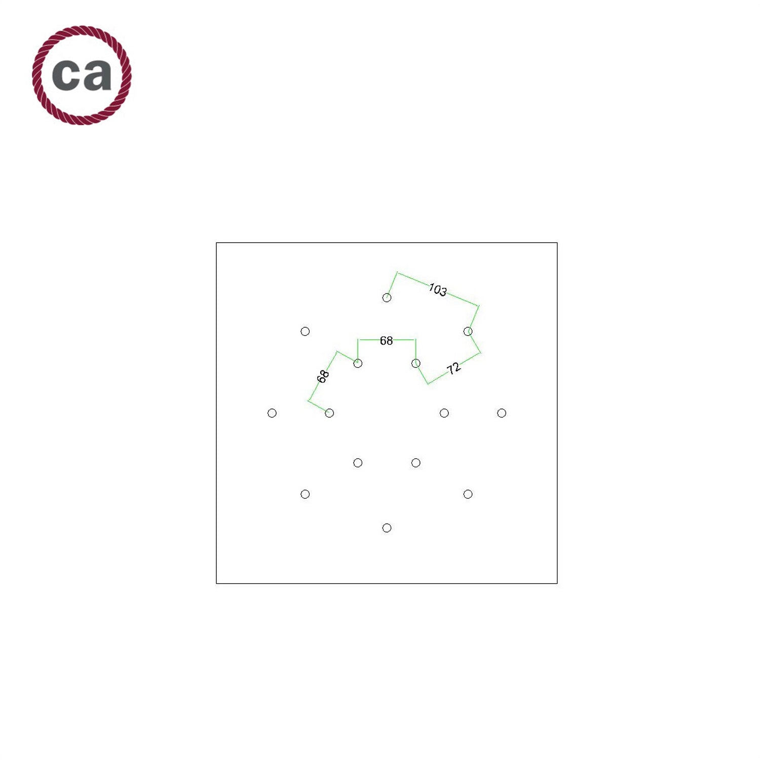 Rosone XXL Rose-One quadrato, 400 mm con 14 fori e 4 fori laterali - Dibond Rame satinato Bianco