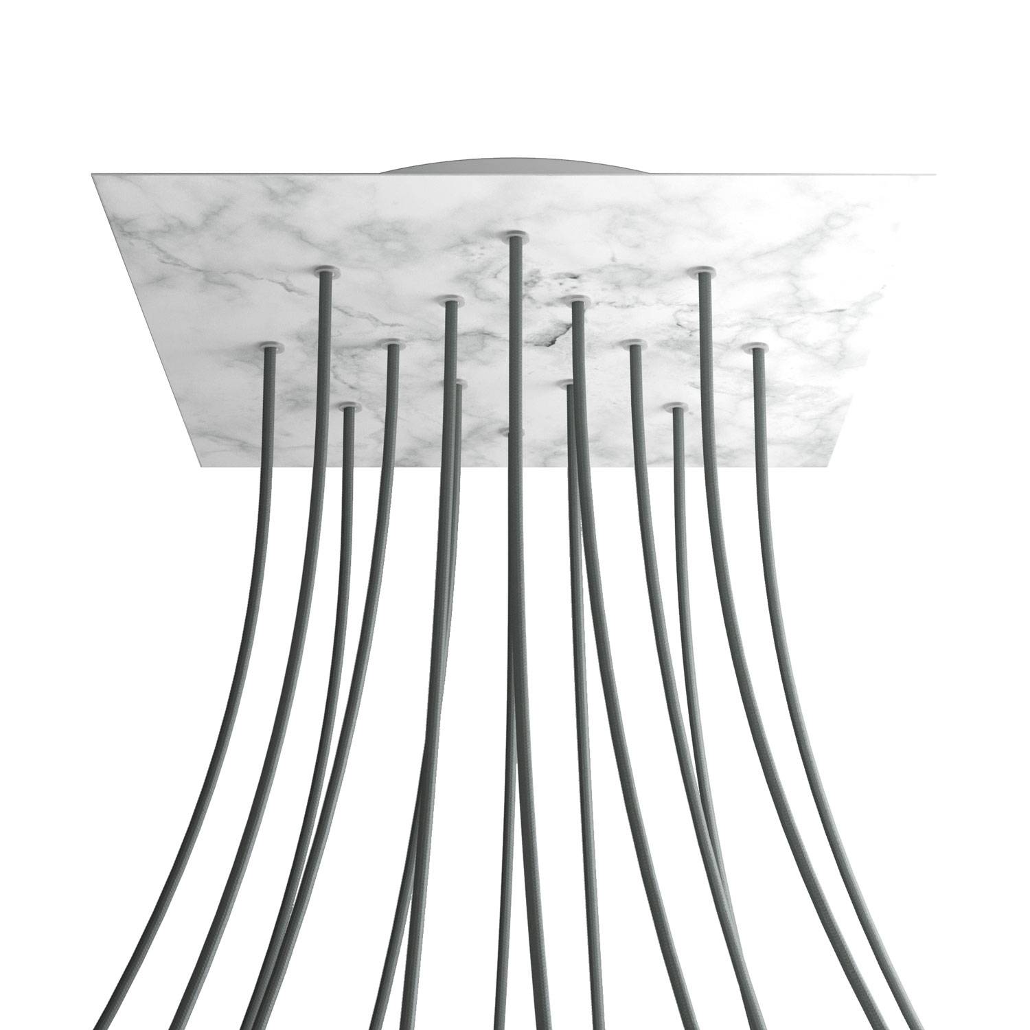 Rosone XXL Rose - One quadrato, 400 mm con 14 fori e 4 fori laterali - Marmo Carrara - Creative Cables