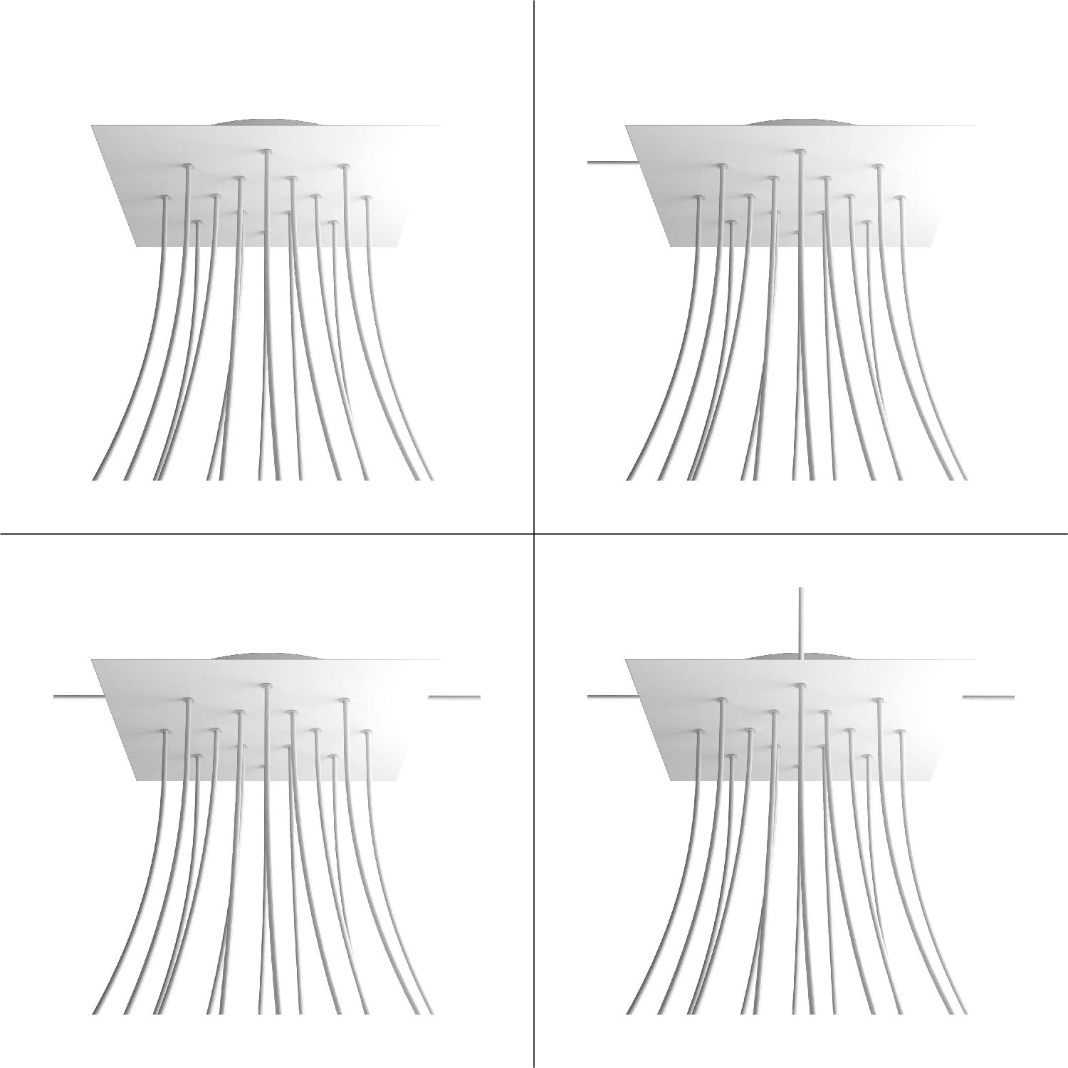 Rosone XXL Rose-One quadrato, 400 mm con 14 fori e 4 fori laterali - Mostarda Bianco