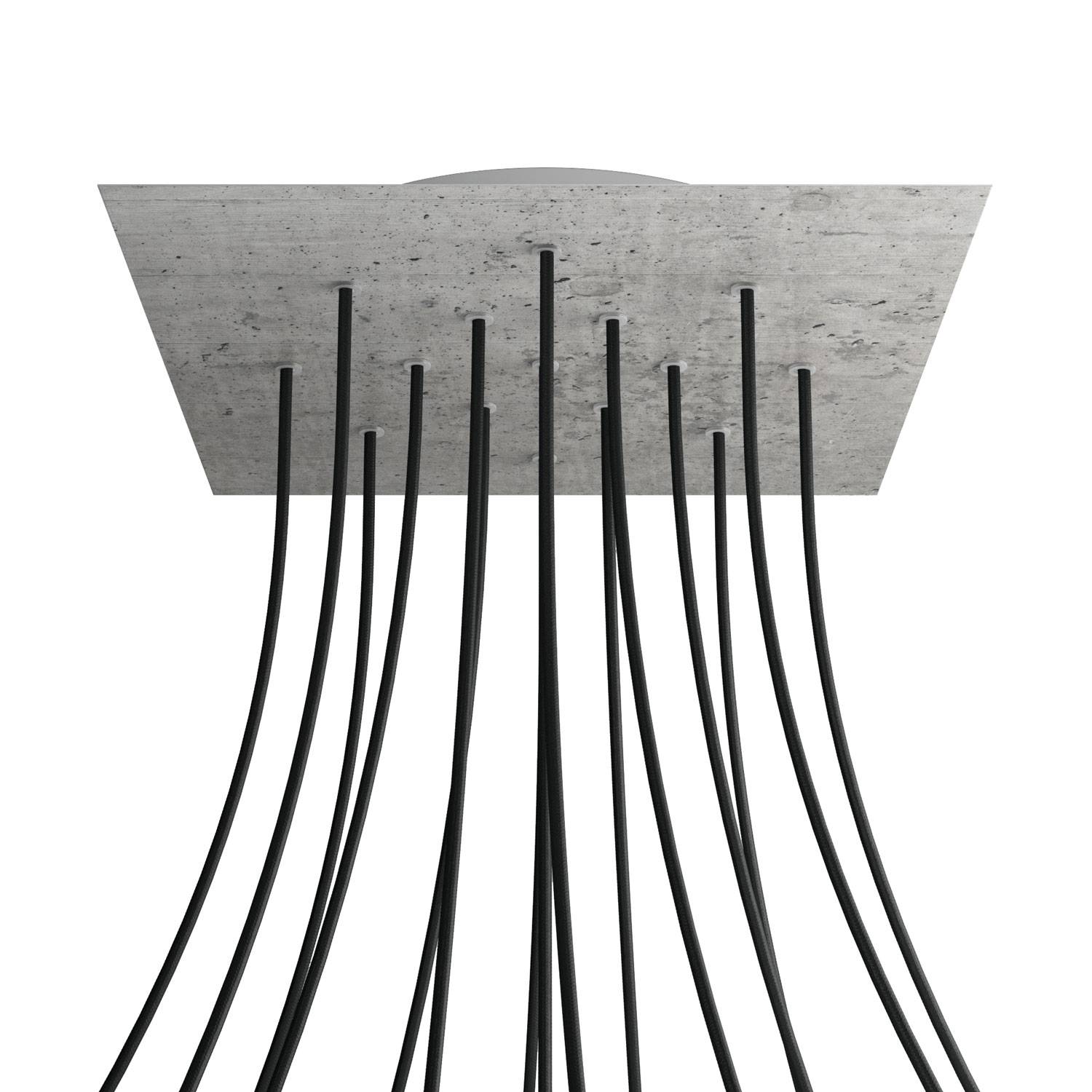Rosone XXL Rose - One quadrato, 400 mm con 15 fori e 4 fori laterali - Cemento - Creative Cables