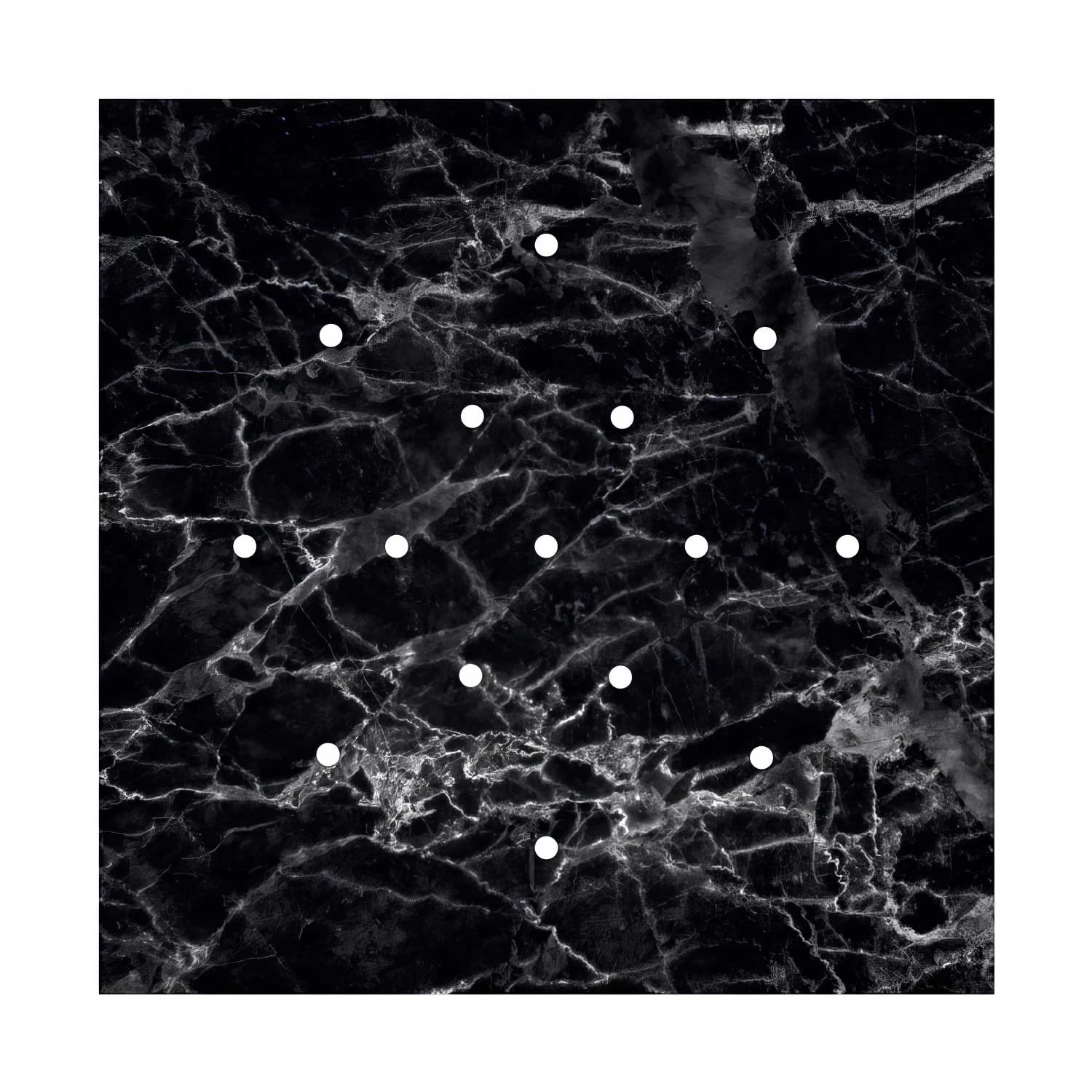 Rosone XXL Rose-One quadrato, 400 mm con 15 fori e 4 fori laterali - Marmo Marquina Bianco