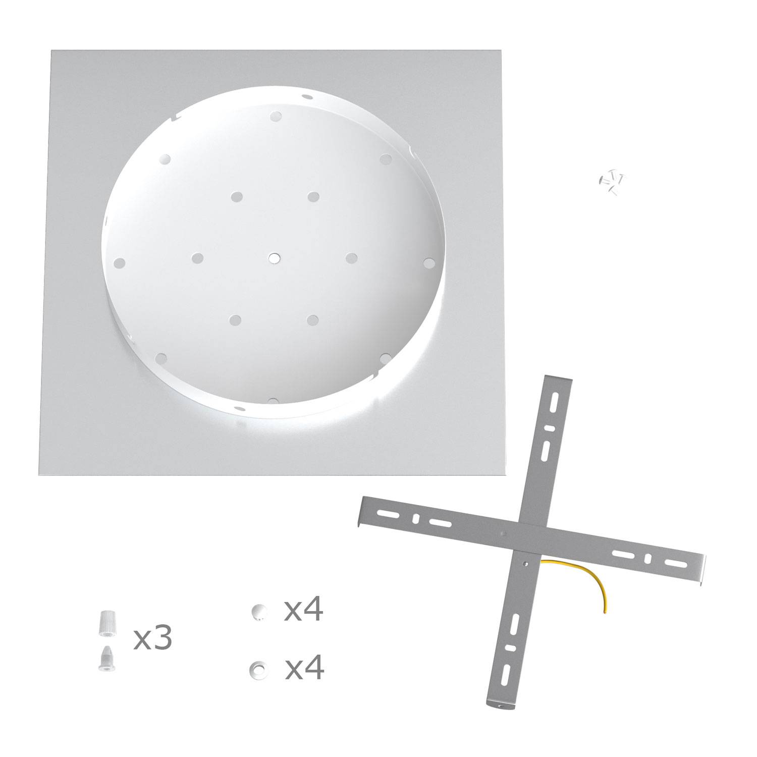 Rosone XXL Rose-One quadrato, 400 mm con 3 fori e 4 fori laterali - Verde prato Bianco