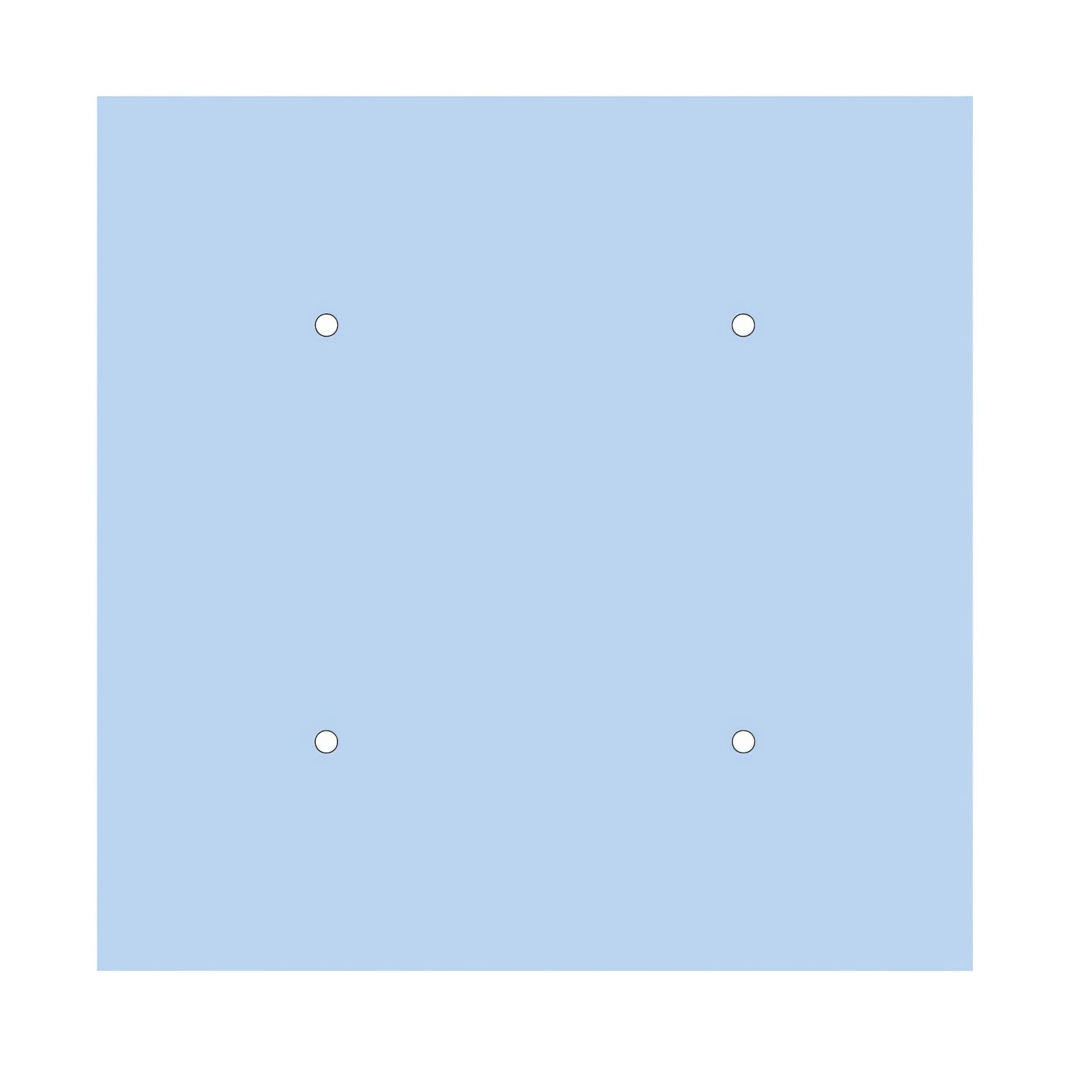 Rosone XXL Rose-One quadrato, 400 mm con 4 fori e 4 fori laterali - Blu carta da zucchero Bianco