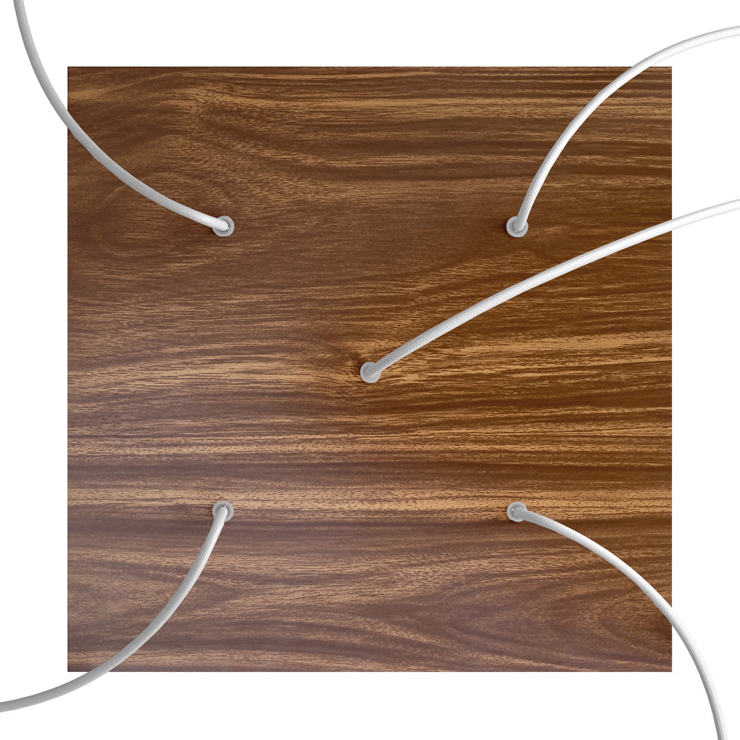 Rosone XXL Rose - One quadrato, 400 mm con 5 fori e 4 fori laterali - Legno - Creative Cables