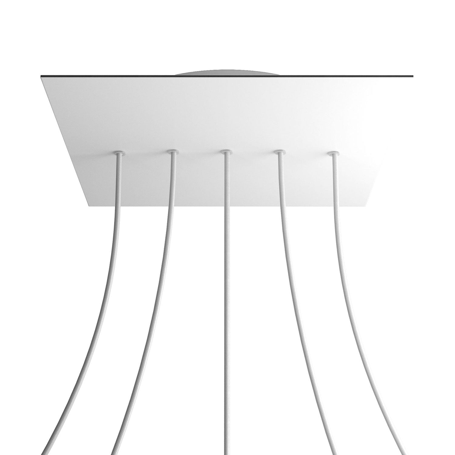 Rosone XXL Rose - One quadrato, 400 mm con 5 fori in linea e 4 fori laterali - Bianco opaco - Creative Cables