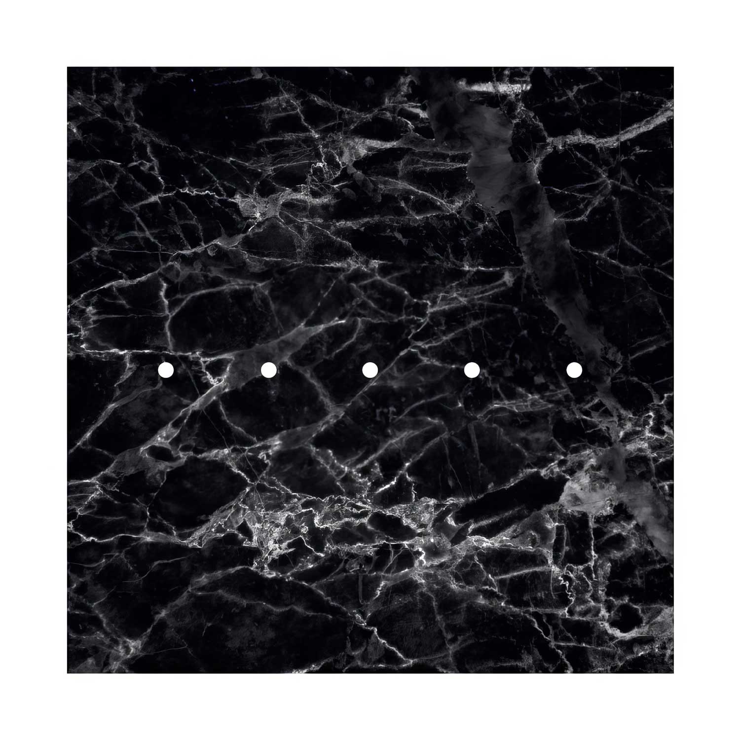 Rosone XXL Rose-One quadrato, 400 mm con 5 fori in linea e 4 fori laterali - Marmo Marquina Bianco