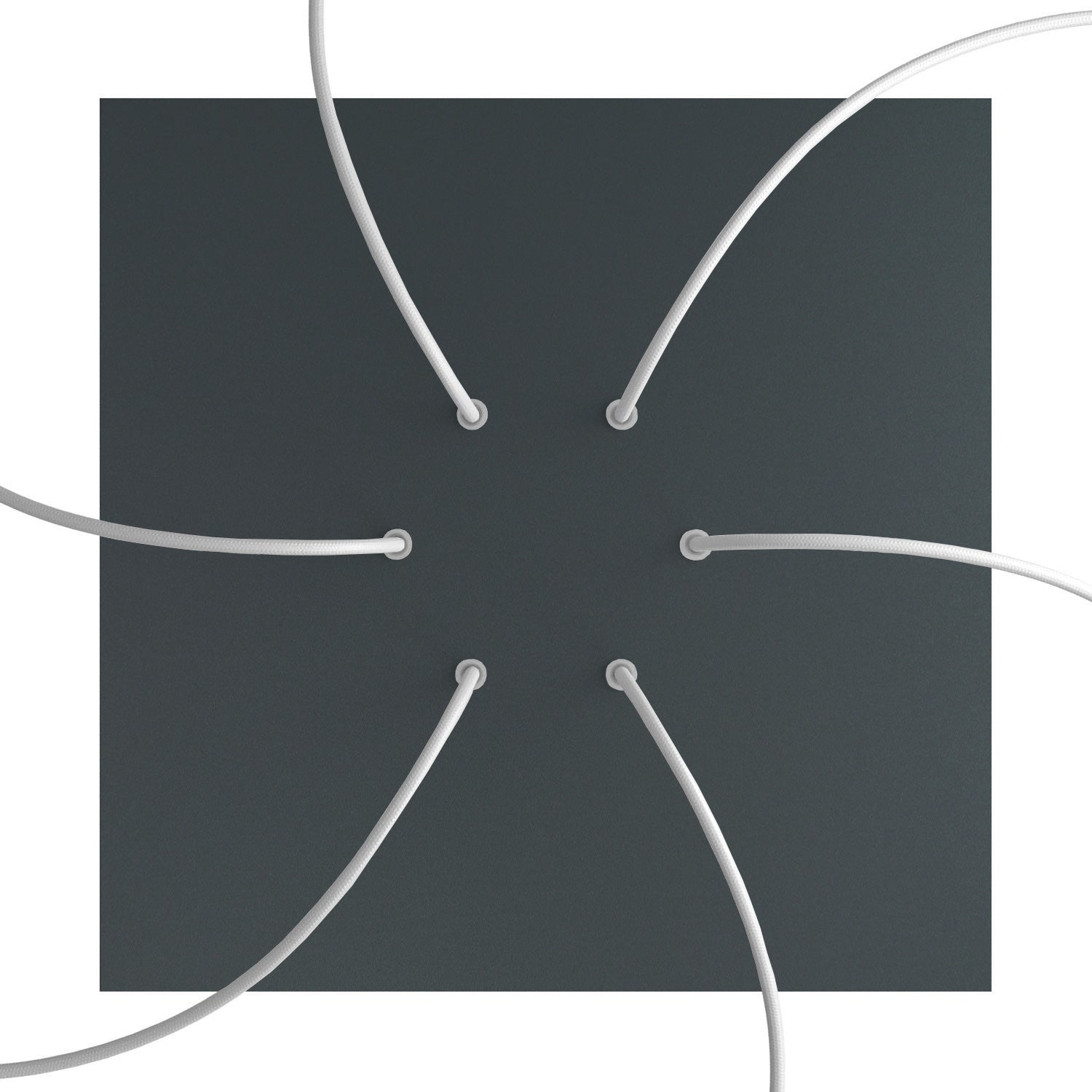 Rosone XXL Rose-One quadrato, 400 mm con 6 fori e 4 fori laterali - Antracite Bianco