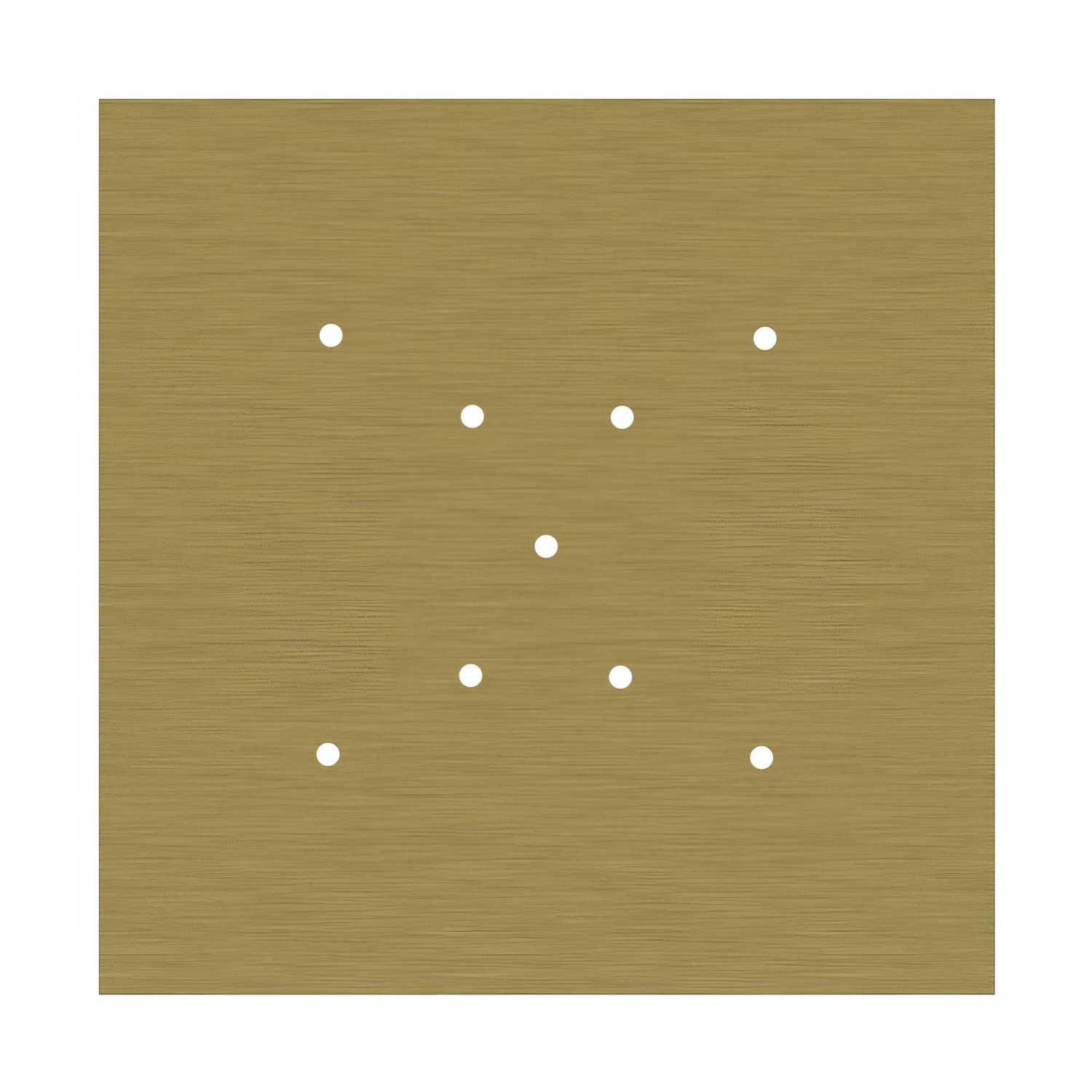 Rosone XXL Rose-One quadrato, 400 mm con 9 fori a X e 4 fori laterali - Dibond Ottone satinato Bianco