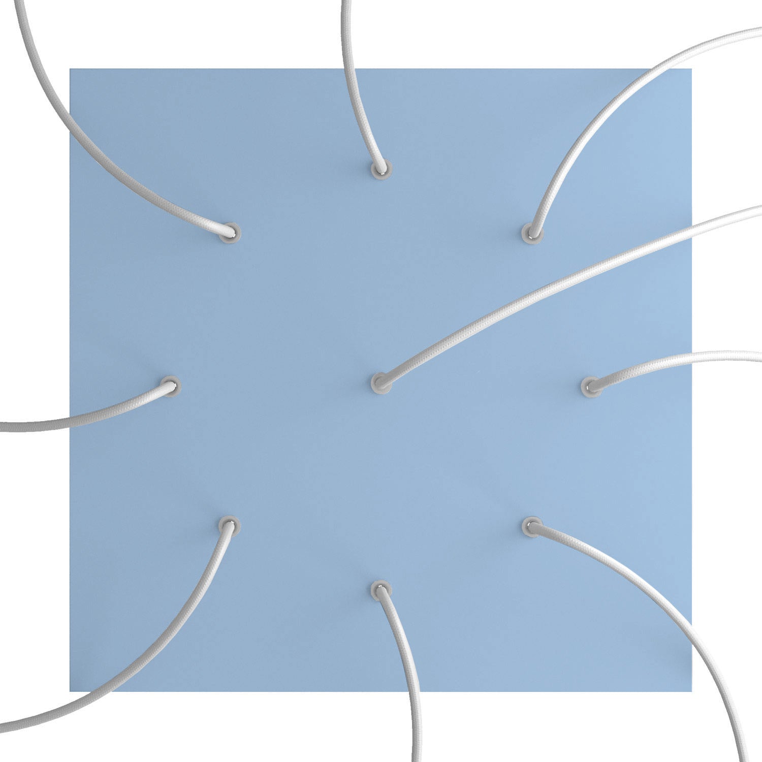 Rosone XXL Rose-One quadrato, 400 mm con 9 fori e 4 fori laterali - Blu carta da zucchero Bianco