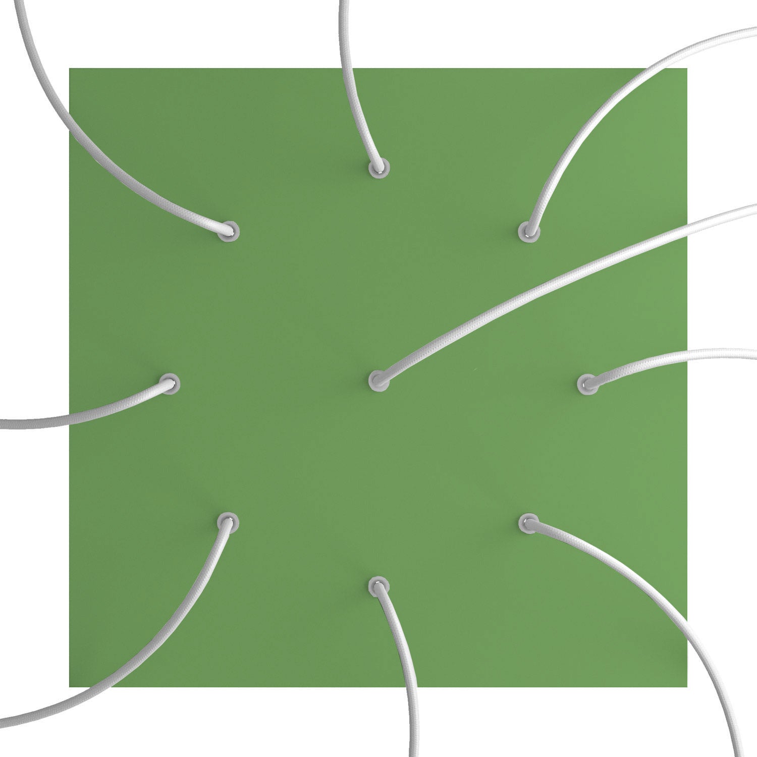 Rosone XXL Rose - One quadrato, 400 mm con 9 fori e 4 fori laterali - Verde prato - Creative Cables