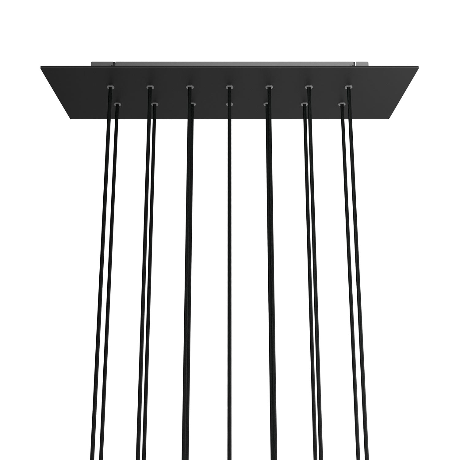 Rosone XXL Rose - One rettangolare a 14 fori e 6 fori laterali, dimensioni 675 x 225 mm - Dibond Nero opaco - Creative Cables