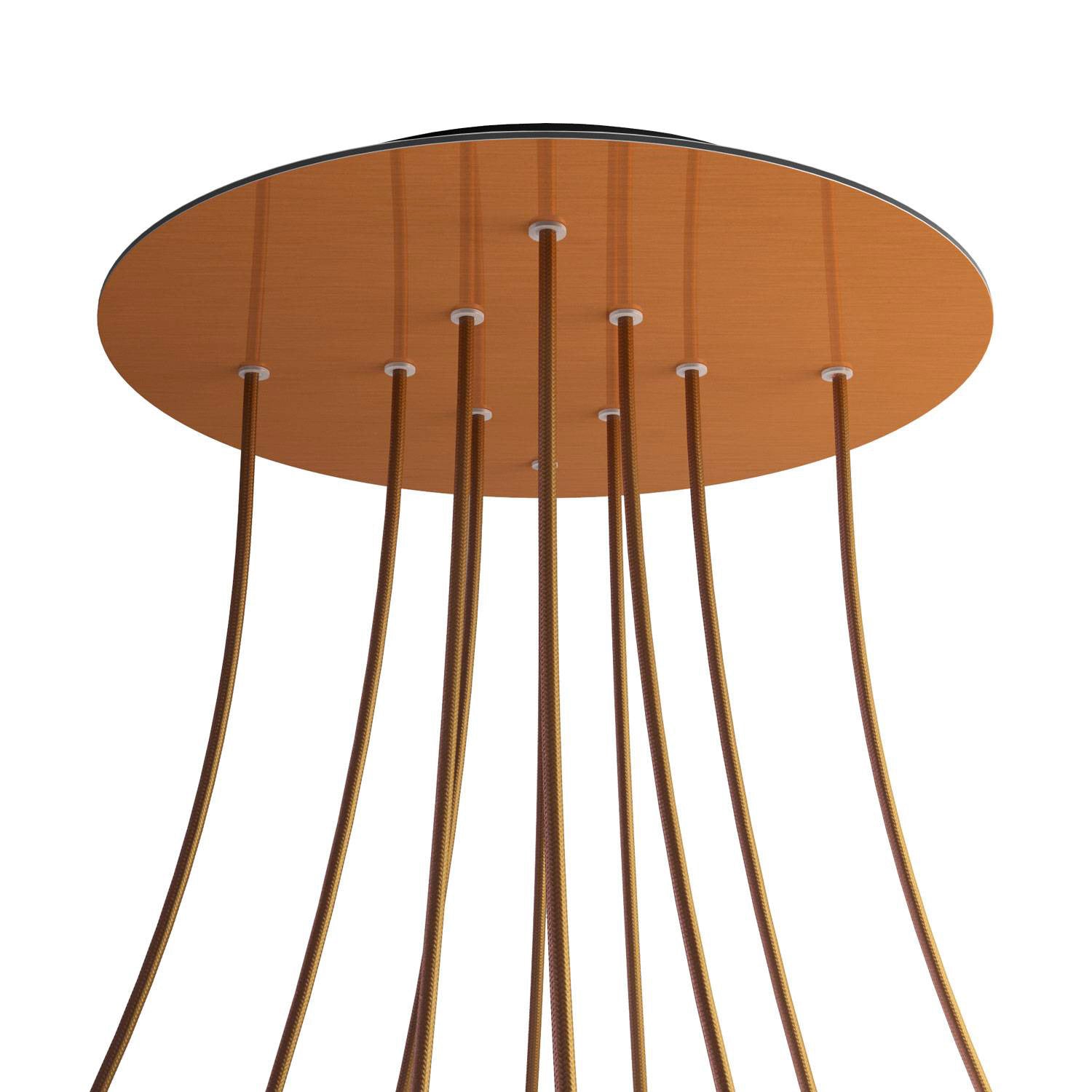 Rosone XXL Rose-One rotondo, diametro 400 mm con 10 fori e 4 fori laterali - Dibond Rame satinato Nero