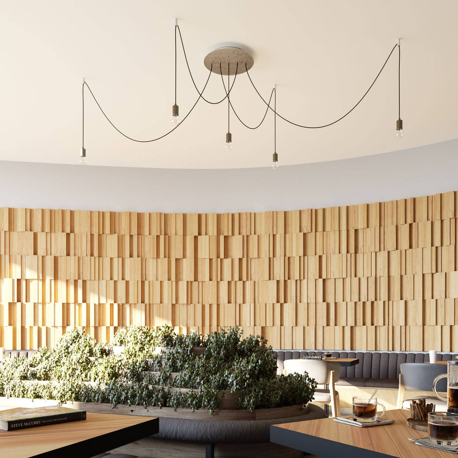 Rosone XXL Rose-One rotondo, diametro 400 mm con 5 fori in linea e 4 fori laterali - Bianco opaco Bianco