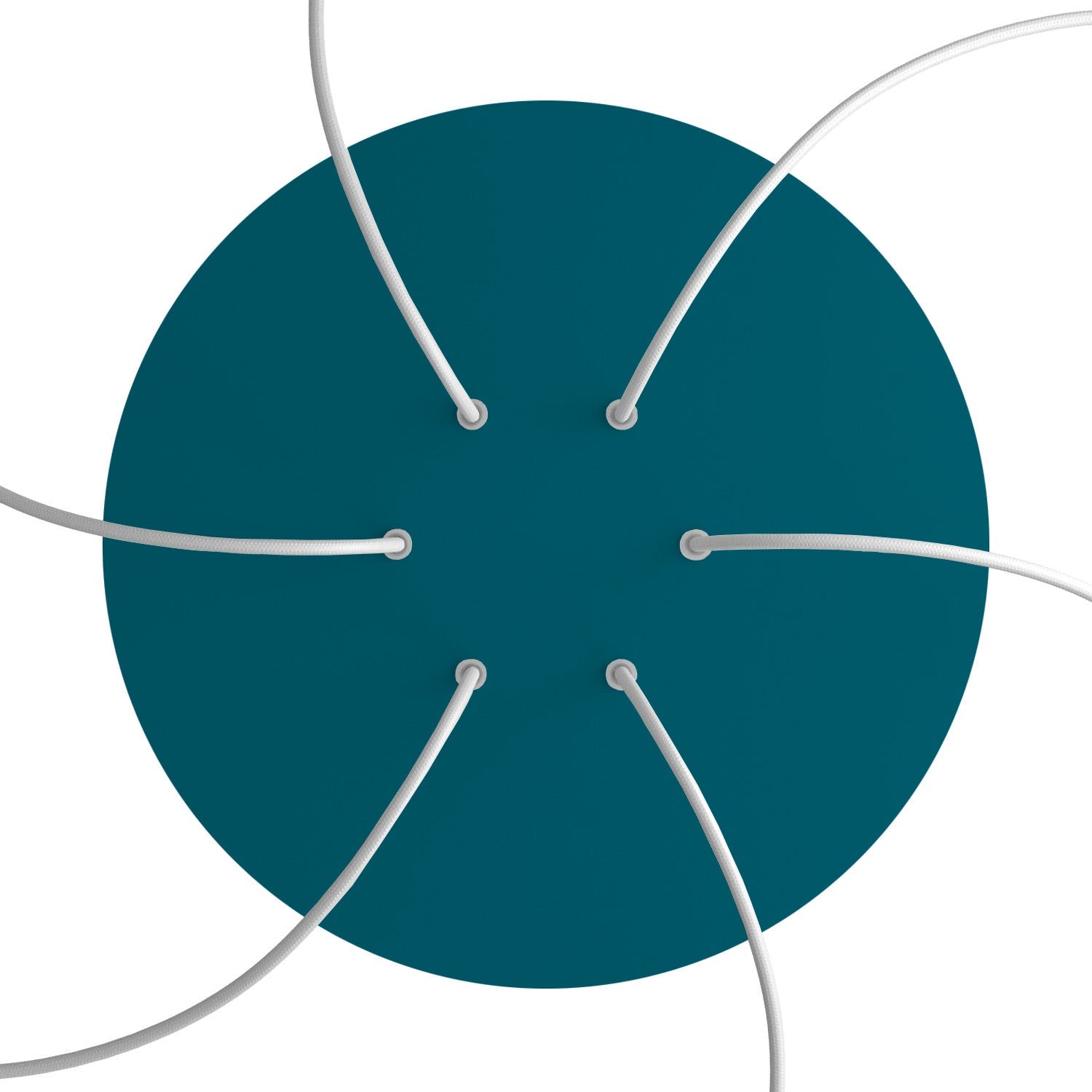 Rosone XXL Rose - One rotondo, diametro 400 mm con 6 fori e 4 fori laterali - Petrolio - Creative Cables