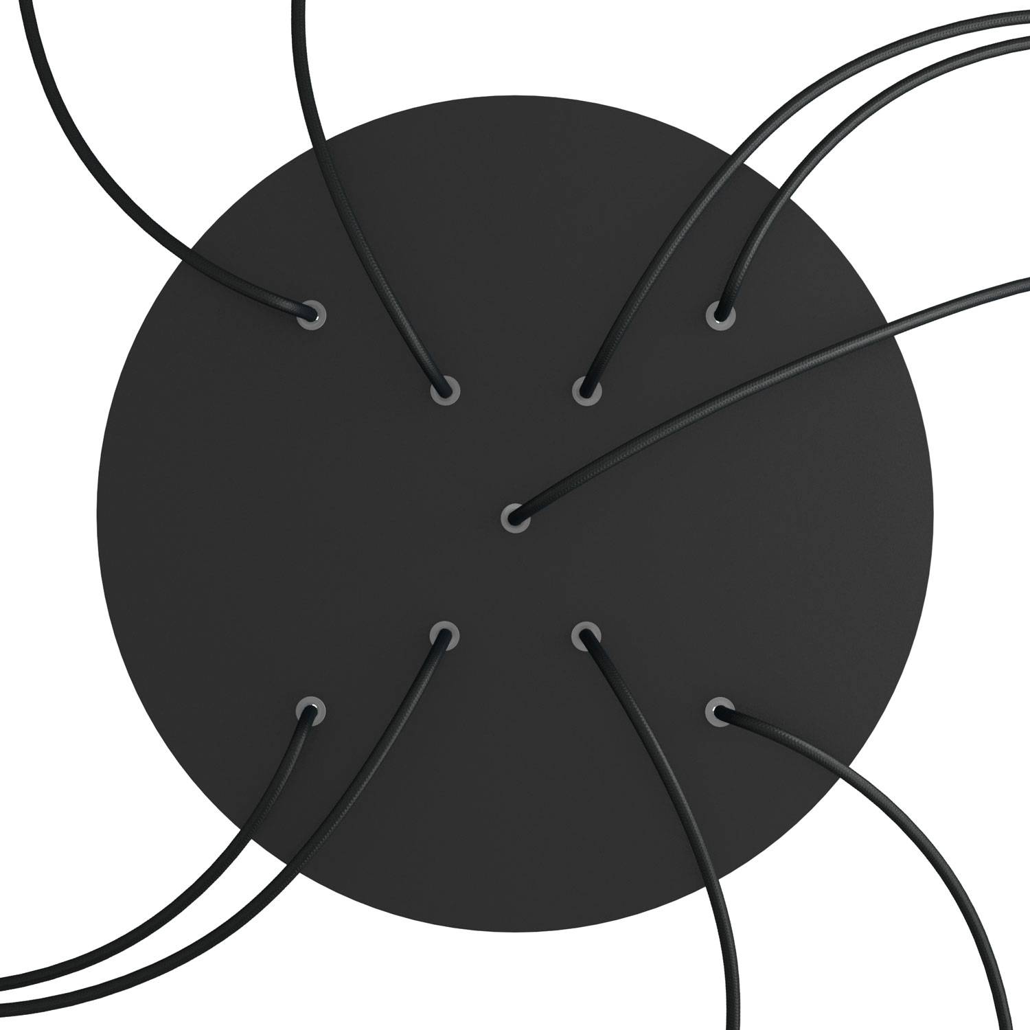 Rosone XXL Rose - One rotondo, diametro 400 mm con 9 fori a X e 4 fori laterali - Nero opaco - Creative Cables