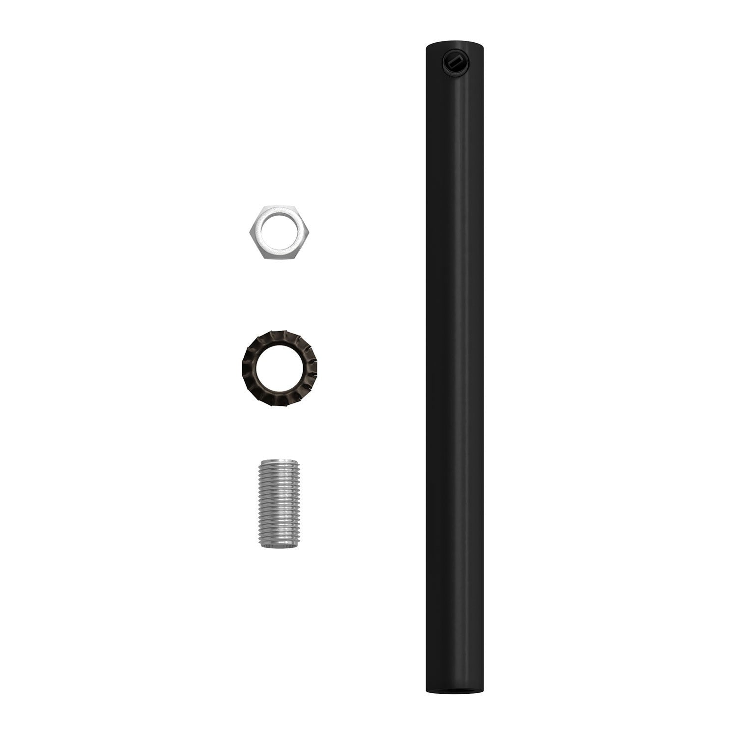 Serracavo cilindrico in metallo lunghezza 15 cm completo di tige, dado e rondella - Nero