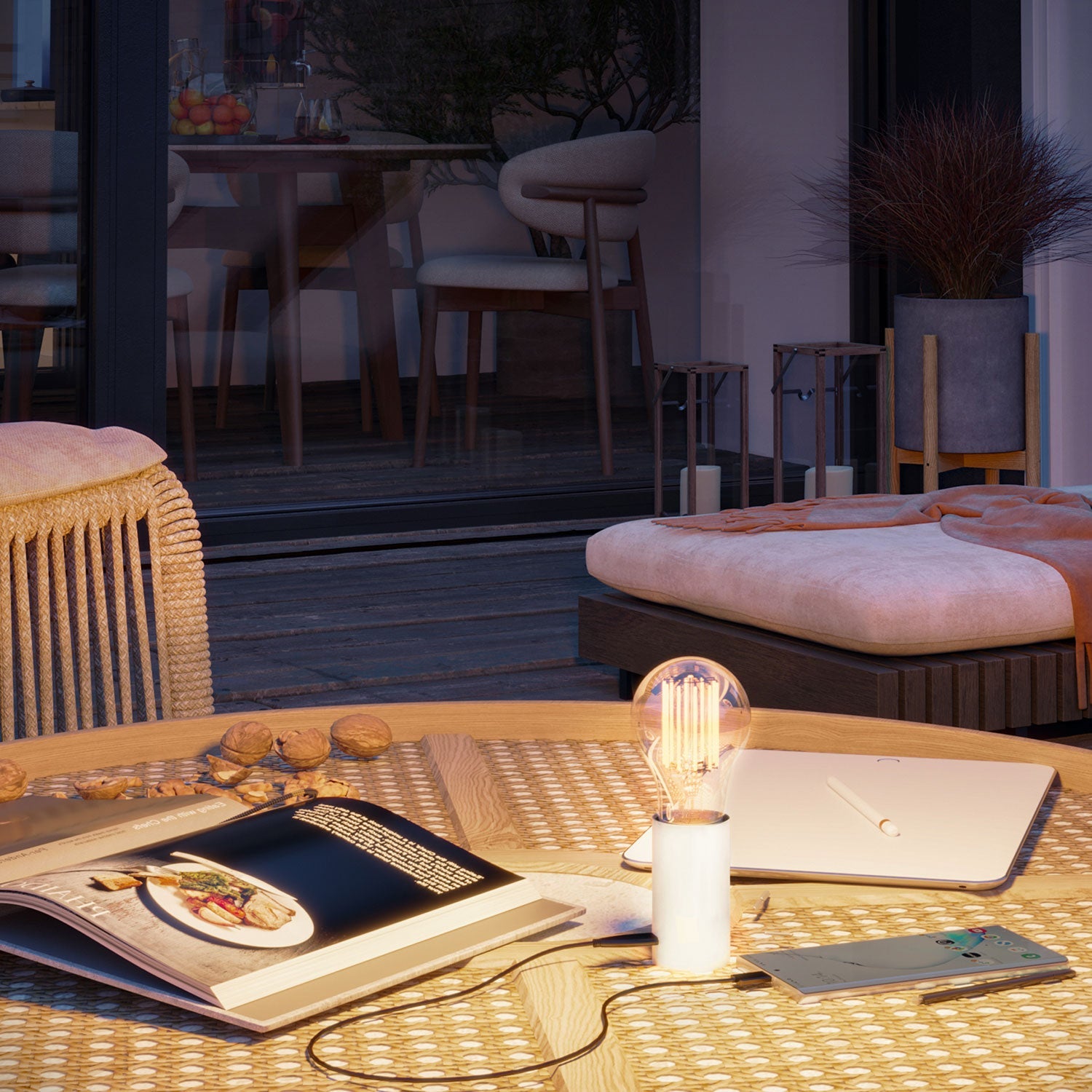 SI! Lampada portatile a 5V con lampadina A60 - Bianco opaco