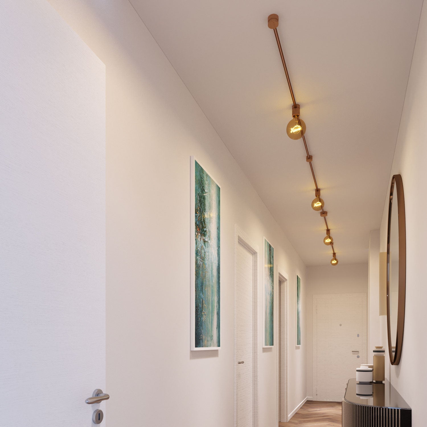 Sistema Filé Symmetric Kit - con cavo CM22 di 5 m per catenaria e 9 componenti in legno per interni