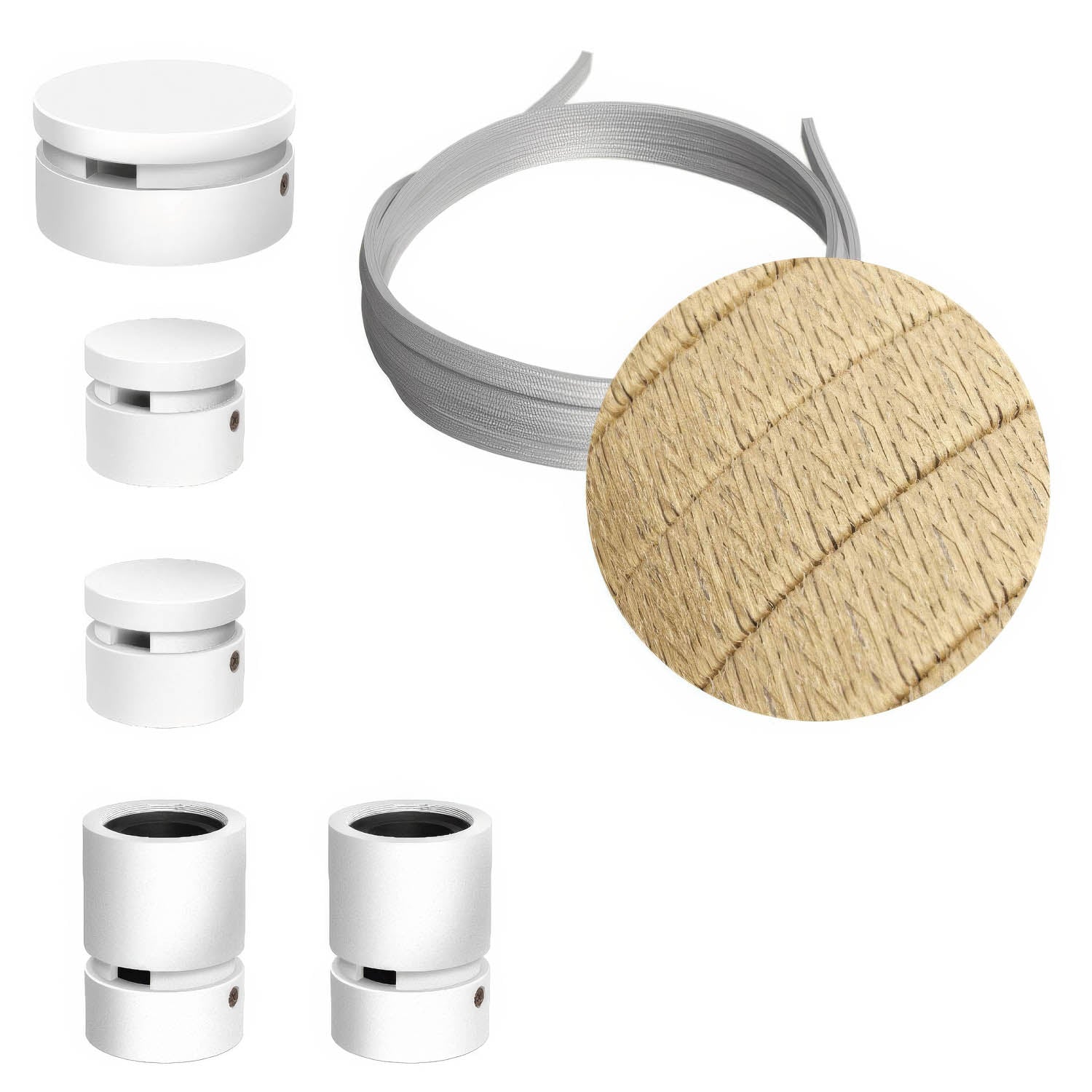 Sistema Filé Wiggle Kit - con cavo CN06 di 3 m per catenaria e 5 componenti in legno verniciato bianco per interni
