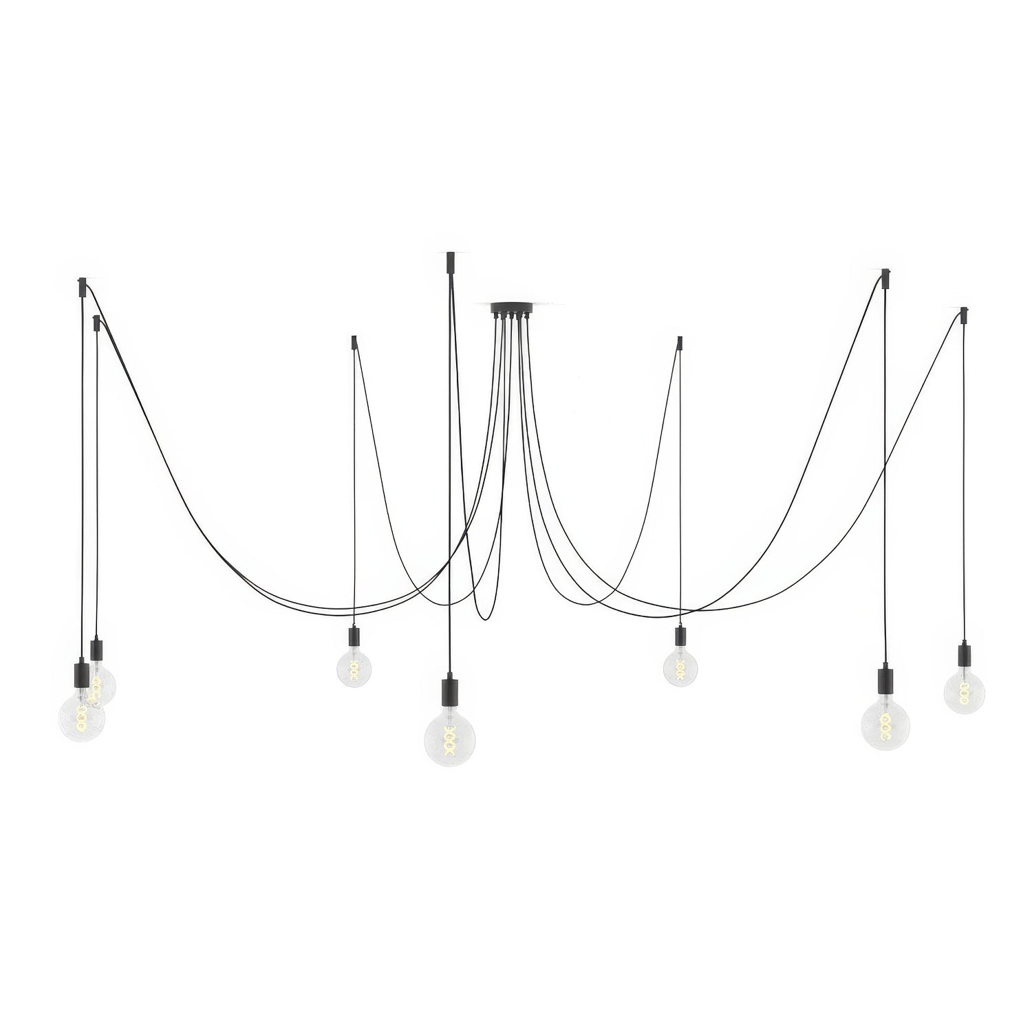 Spider - Multiple pendant lamp with 7 drops, metal finish - Black